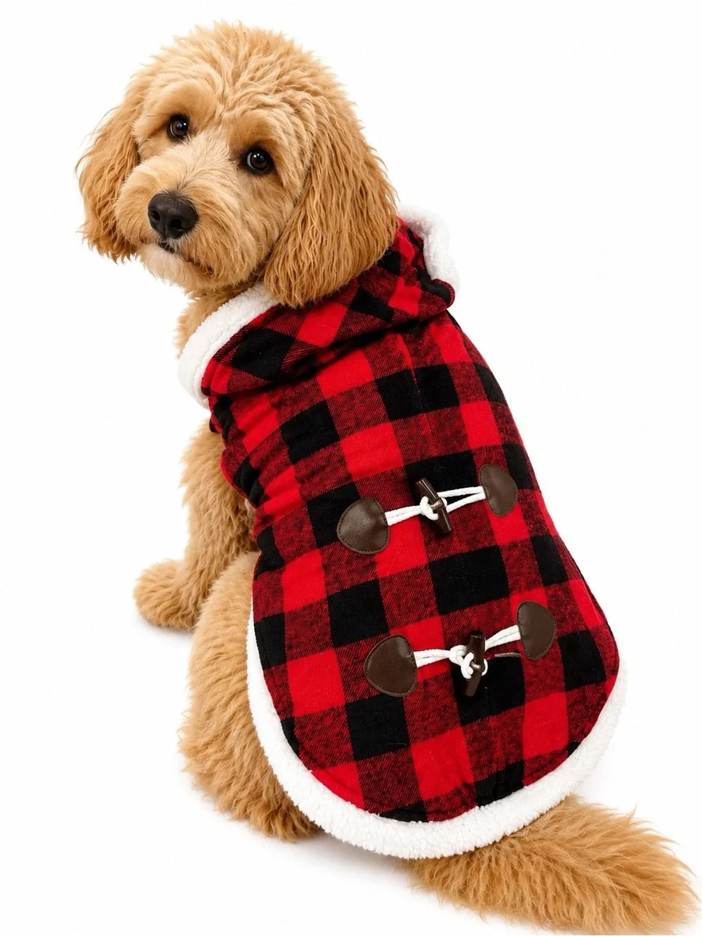 Dog/Puppy costume Buffalo Plaid/Lumberjack/Rustic hooded winter Christmas SZ LG